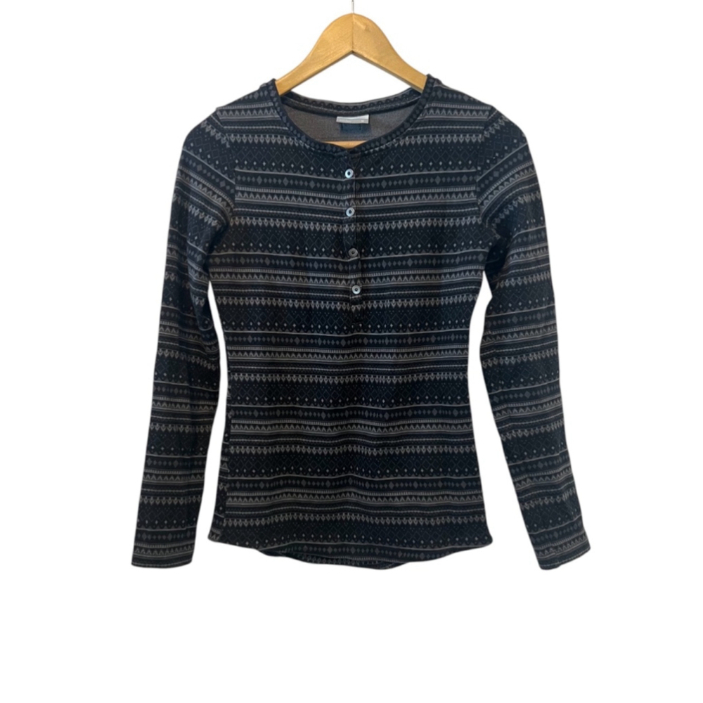 COLUMBIA Grey Striped Long Sleeve Button Top Casual Shirt M